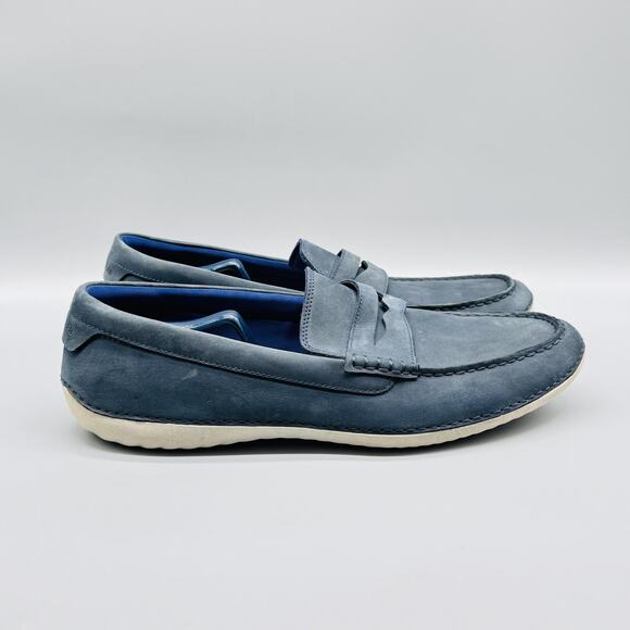 Cole Haan Shoes Mens 12 Blue Suede Loafers Grand OS Motogrand Casual Slip On - Picture 1 of 12